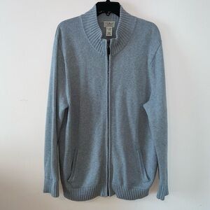 LL Bean Full Zip Cotton Knit Cardigan Sweater Jacket Size XL